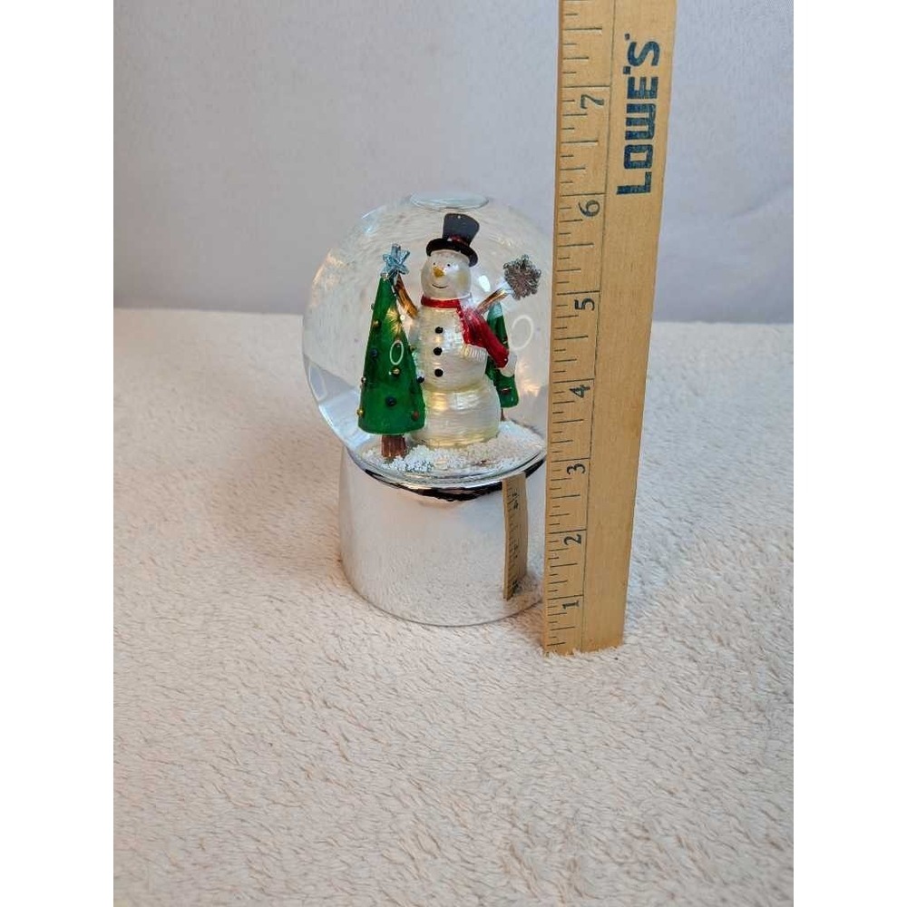 Towle Silversmiths Snowman Christmas‎ Tree Snow Globe Music Box Silver Base - Picture 8 of 8